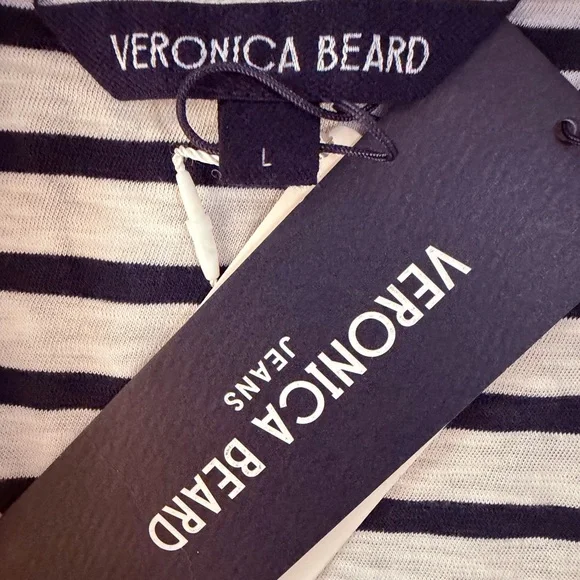 Veronica Beard Navy and White Striped Top - Picture 3 of 4